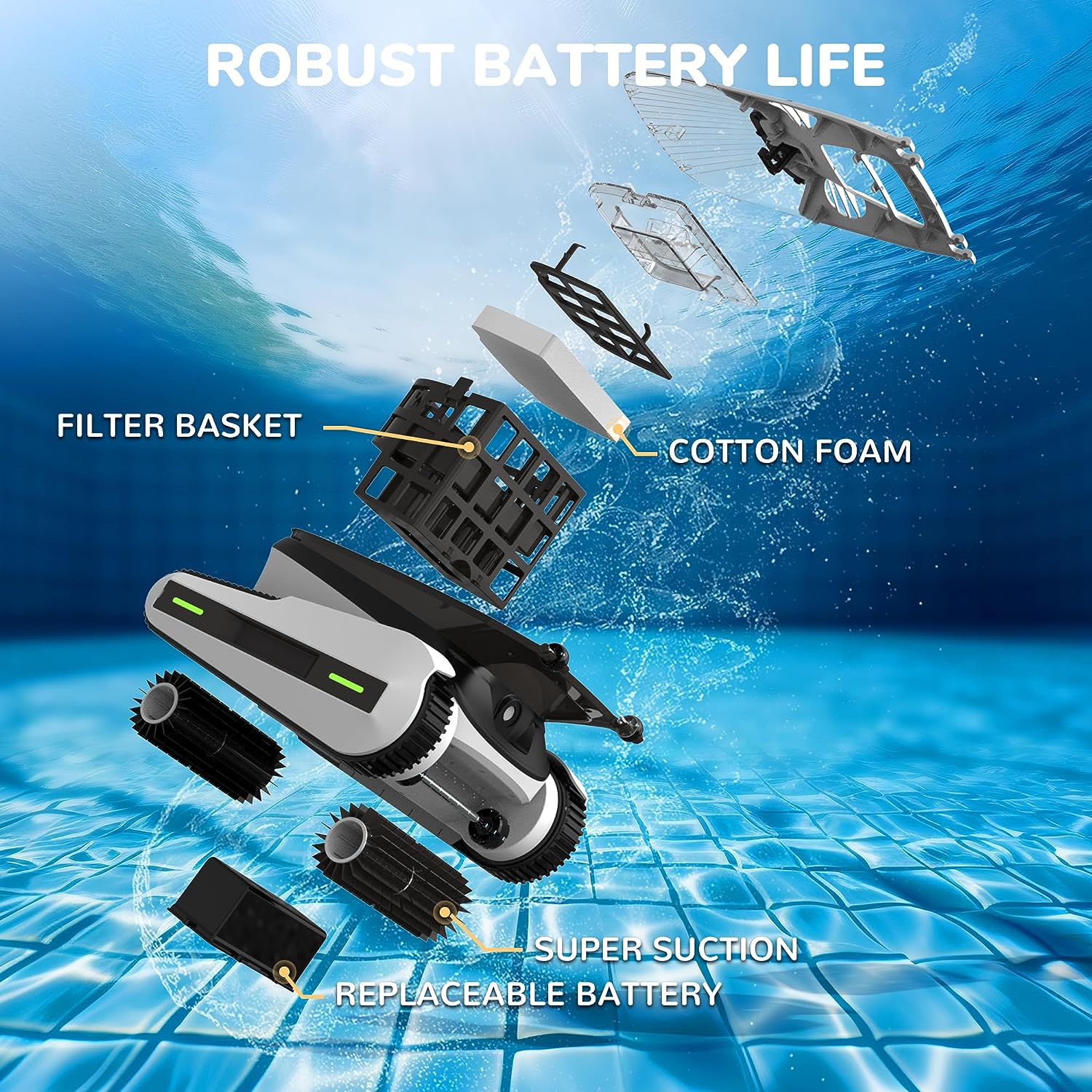 Seauto Shark Cordless Pool Vacuum, Robotic Pool Cleaner